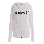 ハーレー（HURLEY）（レディース）ラッシュガード 長袖 パーカー ホワイト UVカット 紫外線対策 UPF50+ 水陸両用 オープンフーディ CU2974-100