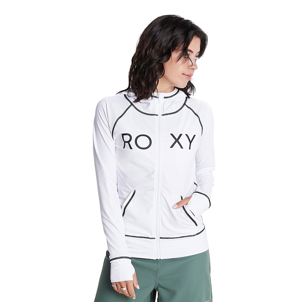 ロキシー（ROXY）（レディース）ラッシュガード 長袖 パーカー UVカット 紫外線対策 吸汗速乾 RASHIE PARKA RLY225054WHT  マリン、ウィンタースポーツ用品はヴィクトリア