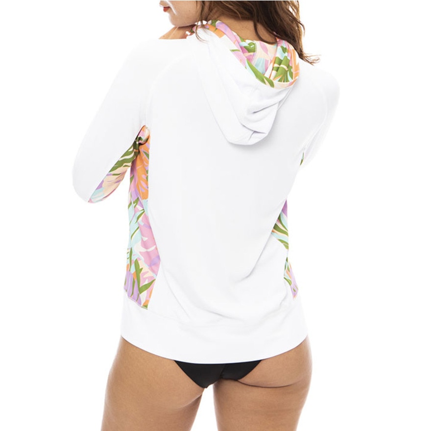 ビラボン（BILLABONG）（レディース）ラッシュガード 長袖 パーカー ジップ SURF CAPSULE ZIP UP HOODED BD013854 WHT