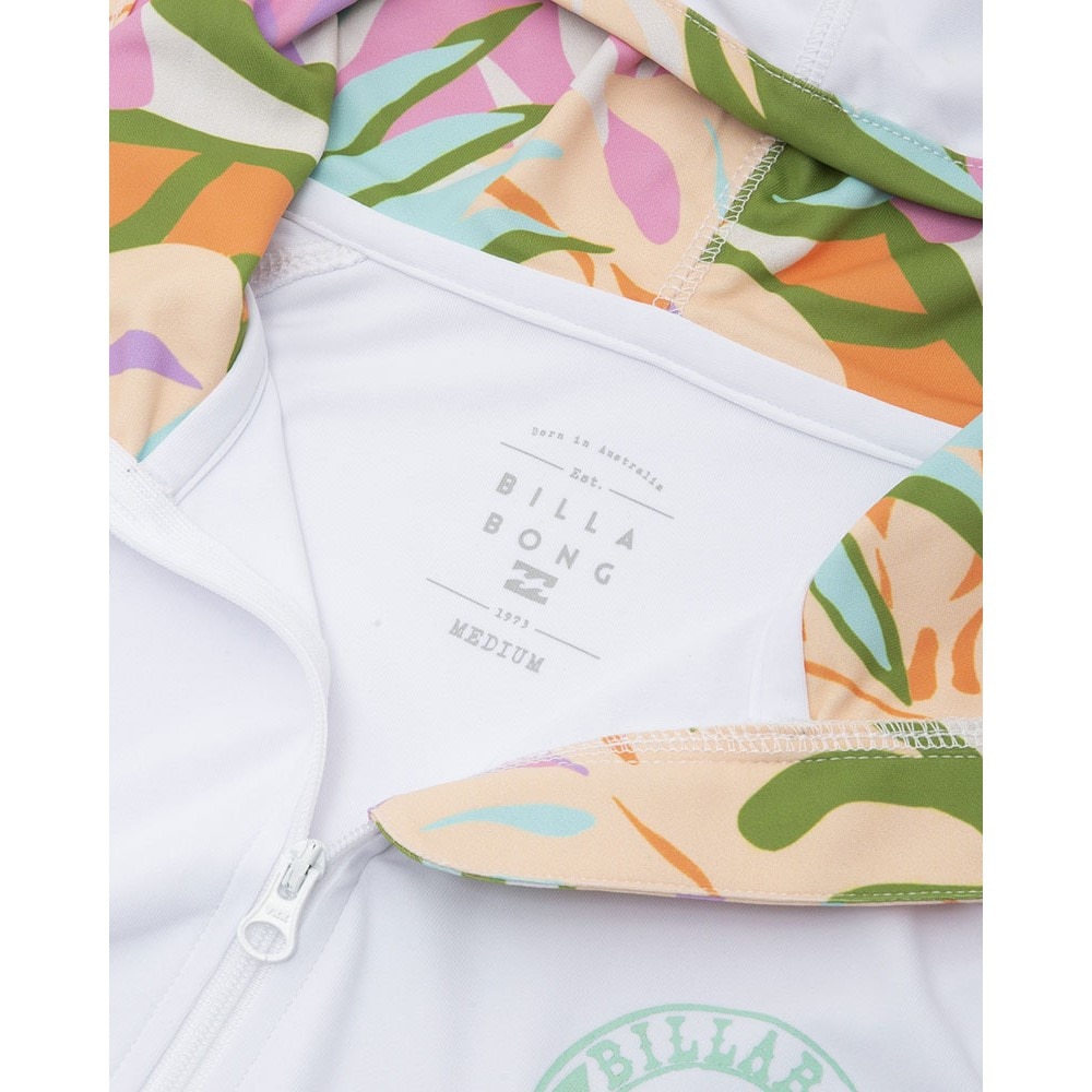 ビラボン（BILLABONG）（レディース）ラッシュガード 長袖 パーカー ジップ SURF CAPSULE ZIP UP HOODED BD013854 WHT