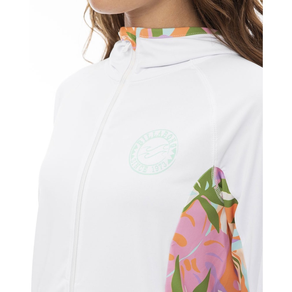ビラボン（BILLABONG）（レディース）ラッシュガード 長袖 パーカー ジップ SURF CAPSULE ZIP UP HOODED BD013854 WHT