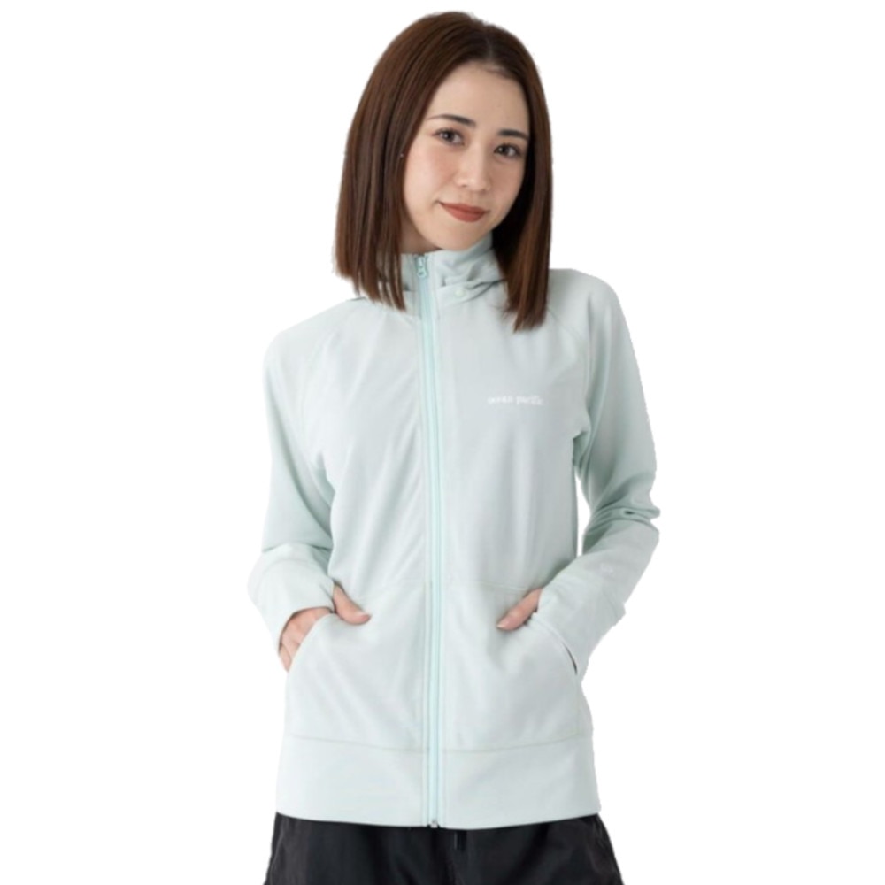 オーシャンパシフィック(Ocean Pacific)(レディース)ラッシュガード 長袖 パーカー 鹿の子定番 ワンポイント ジップ 522485-MNT