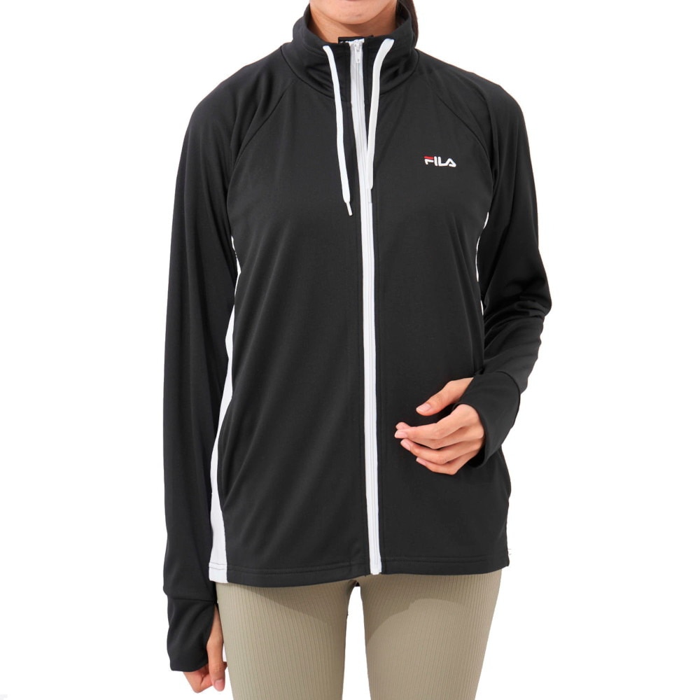 フィラ（FILA）（レディース）ラッシュガード 長袖 スムースUVウェア 脇メッシュ 324671-BK 接触冷感