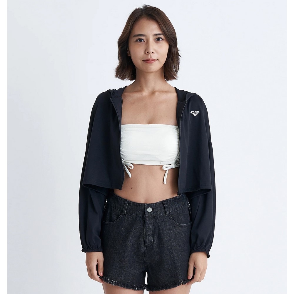 ロキシー（ROXY）（レディース）ラッシュガード 長袖 ジップ パーカー PLAYA CROPPED 24SURLY242043BBK