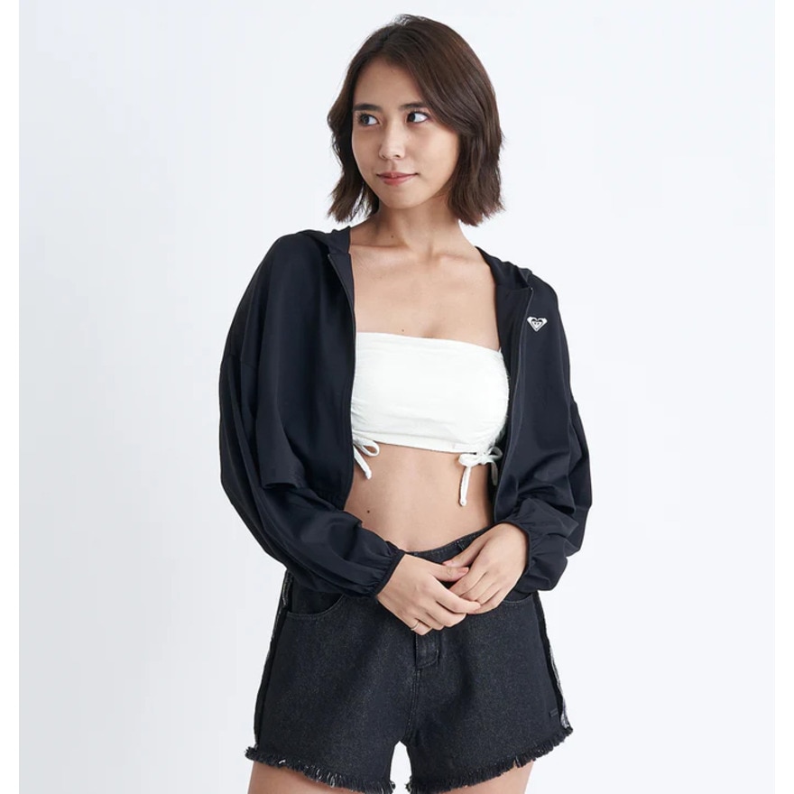 ロキシー（ROXY）（レディース）ラッシュガード 長袖 ジップ パーカー PLAYA CROPPED 24SURLY242043BBK