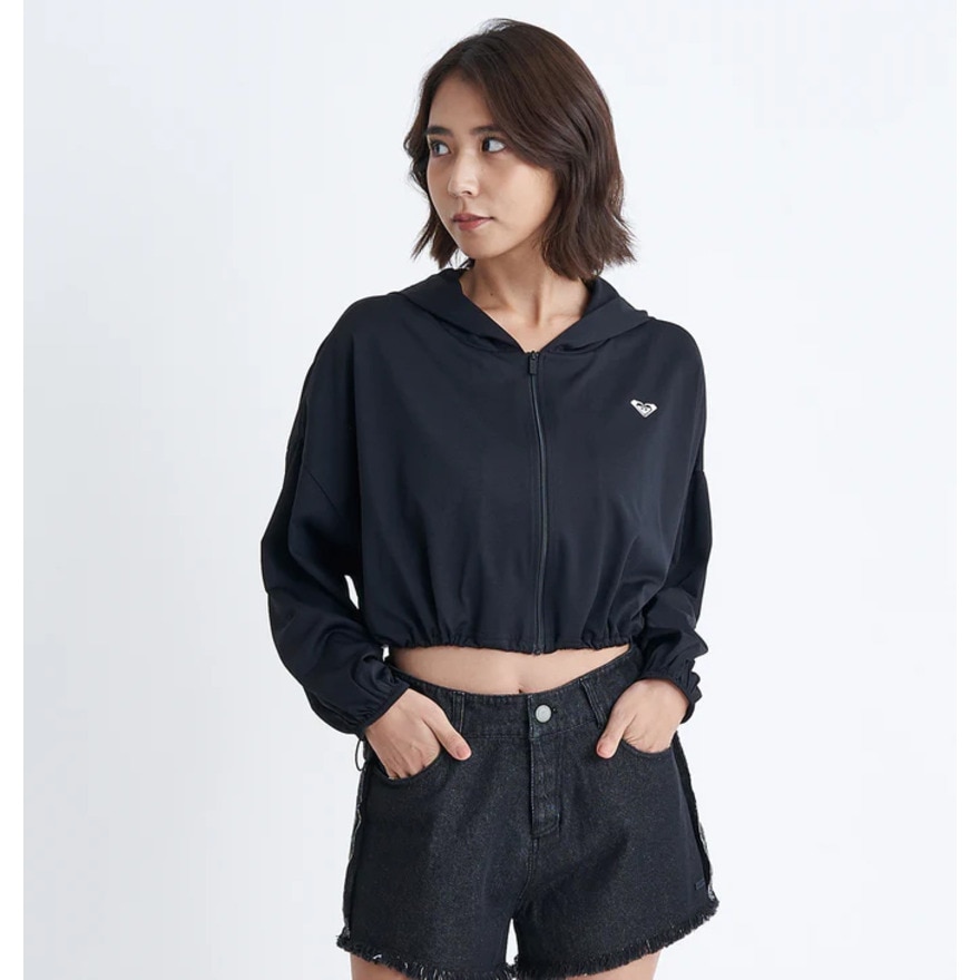 ロキシー（ROXY）（レディース）ラッシュガード 長袖 ジップ パーカー PLAYA CROPPED 24SURLY242043BBK