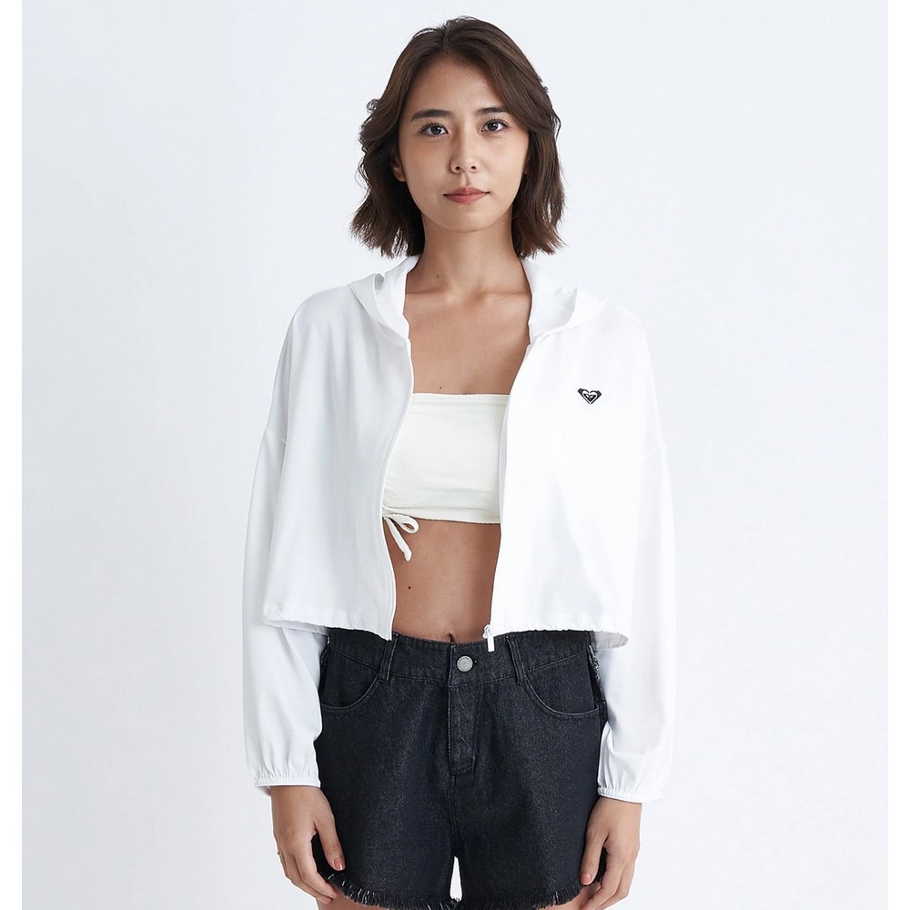 ロキシー（ROXY）（レディース）ラッシュガード 長袖 ジップ パーカー PLAYA CROPPED 24SURLY242043WHT