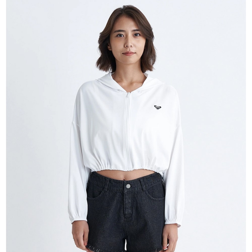 ロキシー（ROXY）（レディース）ラッシュガード 長袖 ジップ パーカー PLAYA CROPPED 24SURLY242043WHT