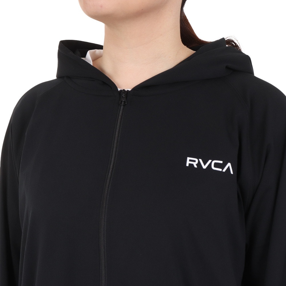 ルーカ（RVCA）（レディース）ラッシュガード 長袖 ジップ フーディ BE04C852 BLK ブラック UVプロテクション