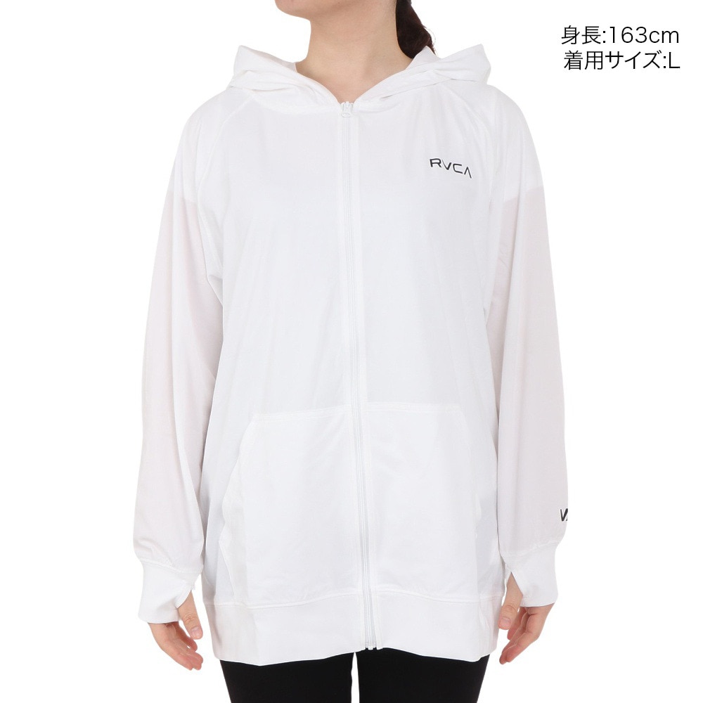 ルーカ（RVCA）（レディース）ラッシュガード 長袖 ジップ フーディ BE04C852 WHT ホワイト UVプロテクション