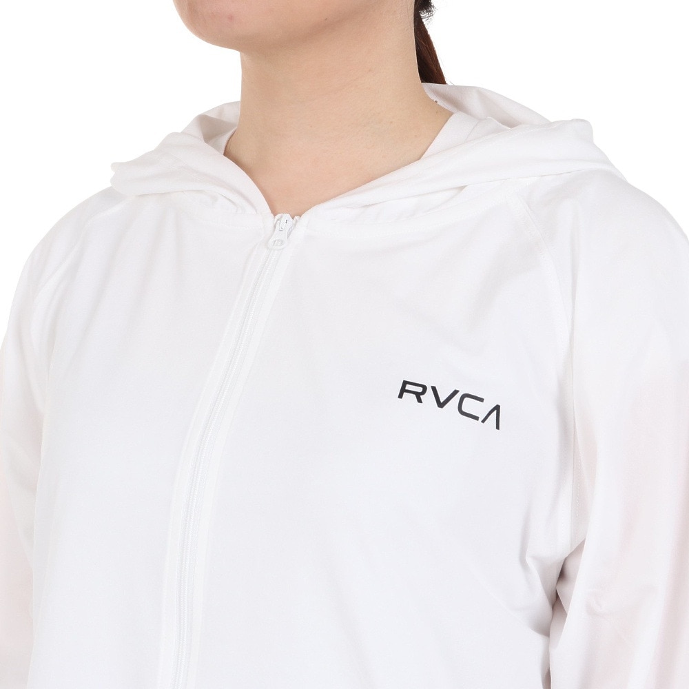 ルーカ（RVCA）（レディース）ラッシュガード 長袖 ジップ フーディ BE04C852 WHT ホワイト UVプロテクション