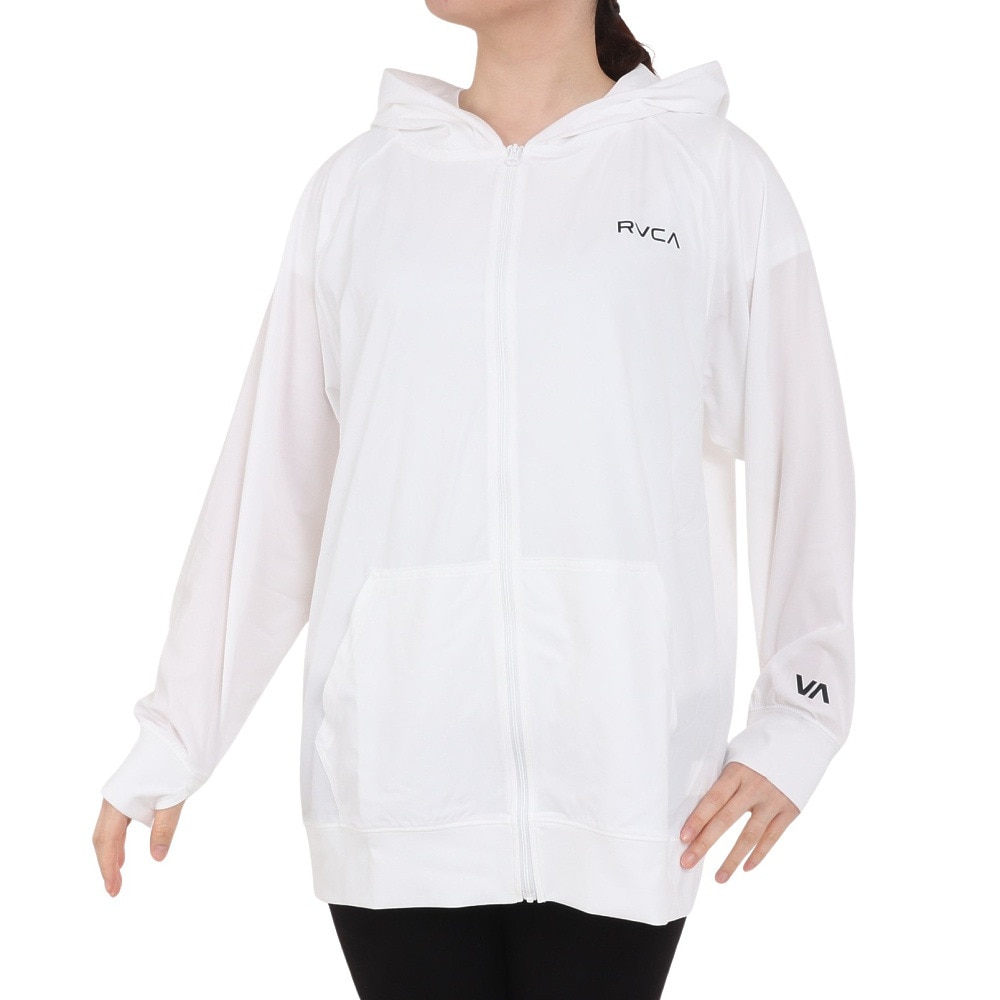 ルーカ（RVCA）（レディース）ラッシュガード 長袖 ジップ フーディ BE04C852 WHT ホワイト UVプロテクション