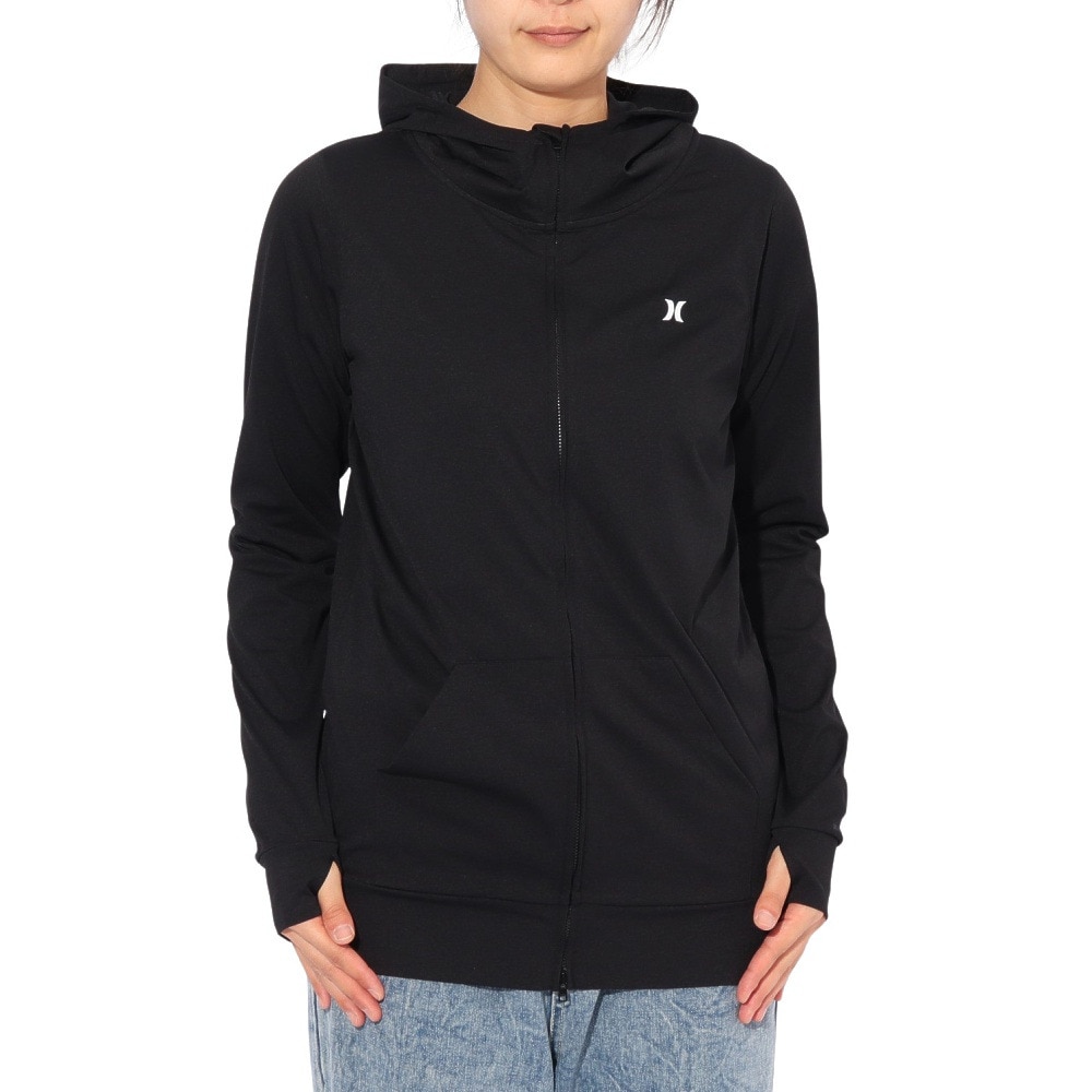 ハーレー（HURLEY）（レディース）ラッシュガード 長袖 ファントム グラフィック フルジップ フーディー 24WRG2320028-BLK