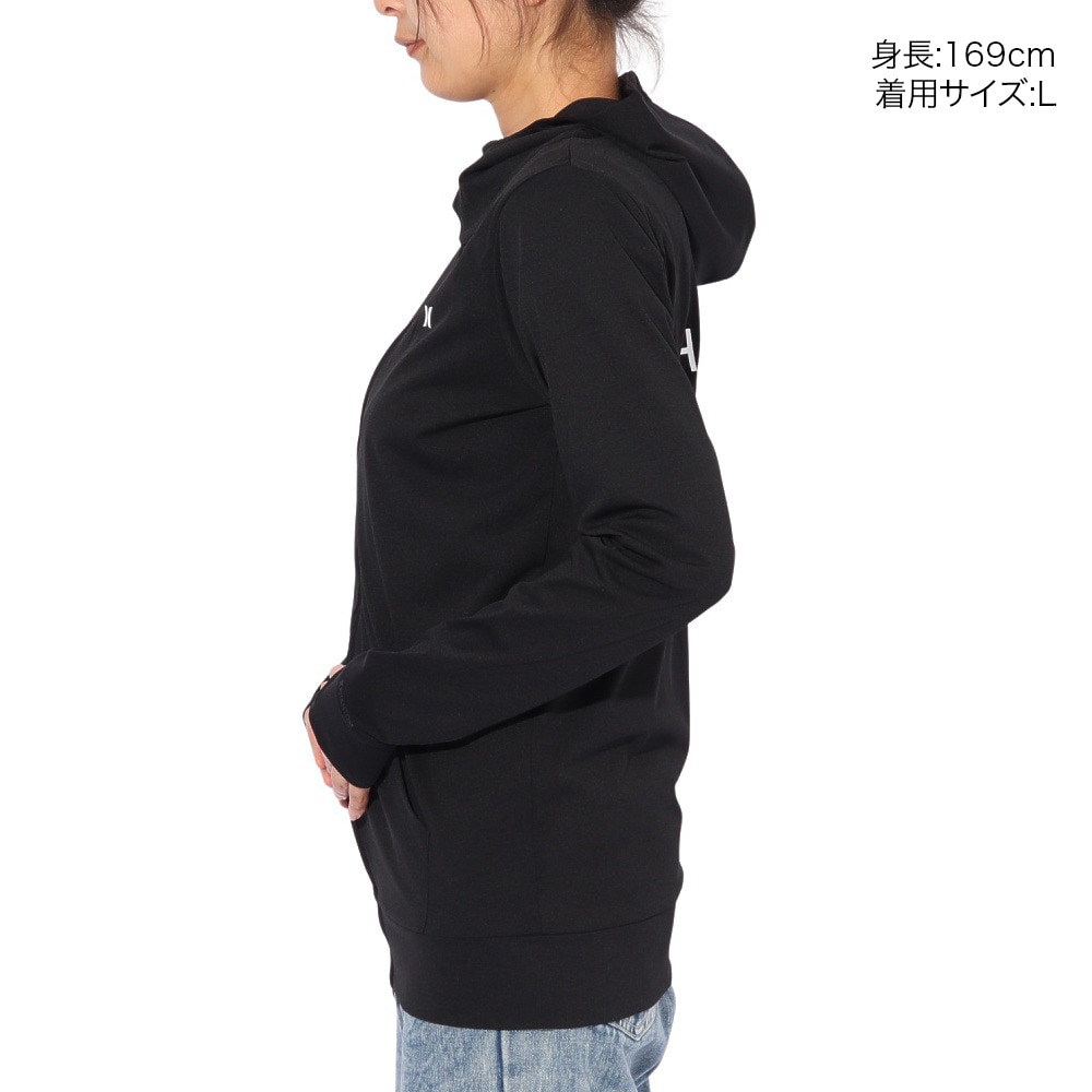 ハーレー（HURLEY）（レディース）ラッシュガード 長袖 ファントム グラフィック フルジップ フーディー 24WRG2320028-BLK