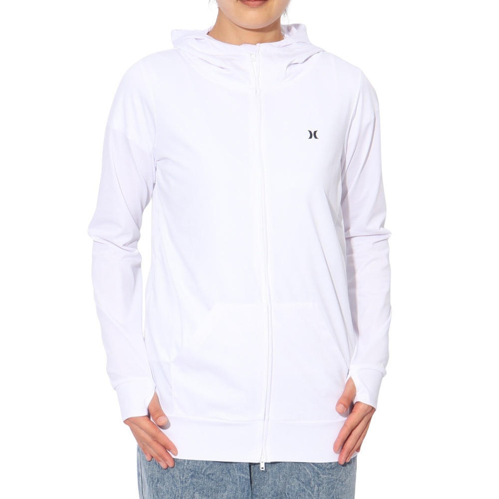 ハーレー（HURLEY）（レディース）ラッシュガード 長袖 ファントム グラフィック フルジップ フーディー 24WRG2320028-WHT