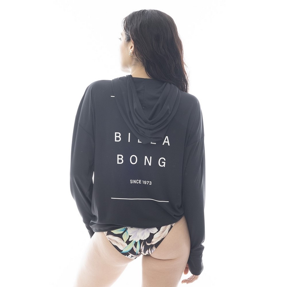 ビラボン（BILLABONG）（レディース）ラッシュガード 長袖 ZIP UP フーディー ロゴ LOOSE BF013852 BLK