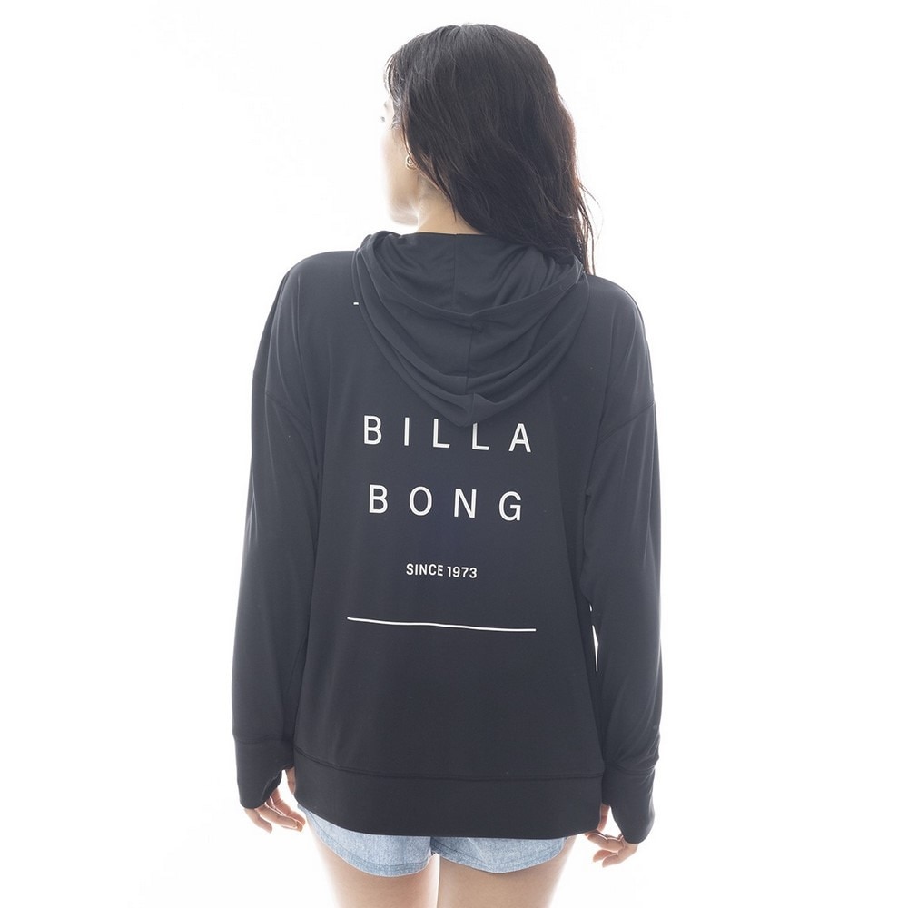 ビラボン（BILLABONG）（レディース）ラッシュガード 長袖 ZIP UP フーディー ロゴ LOOSE BF013852 BLK