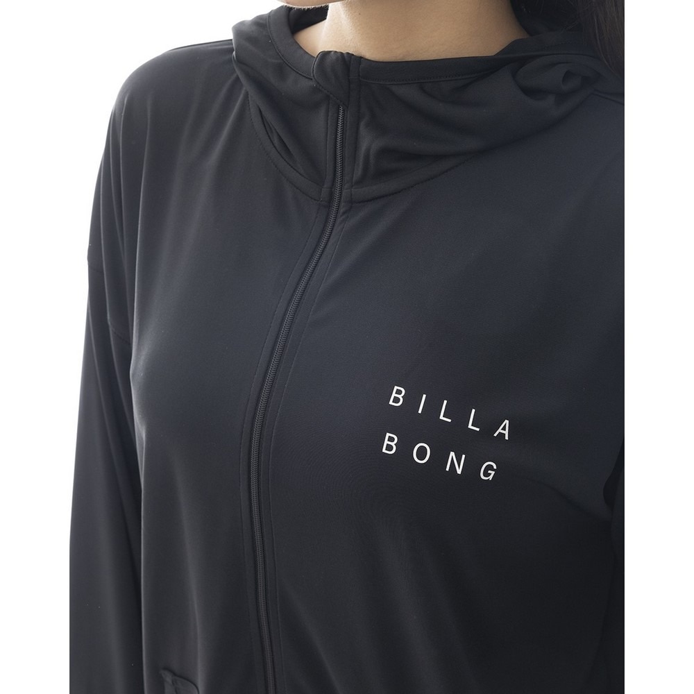 ビラボン（BILLABONG）（レディース）ラッシュガード 長袖 ZIP UP フーディー ロゴ LOOSE BF013852 BLK