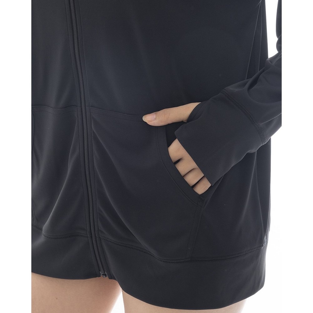 ビラボン（BILLABONG）（レディース）ラッシュガード 長袖 ZIP UP フーディー ロゴ LOOSE BF013852 BLK