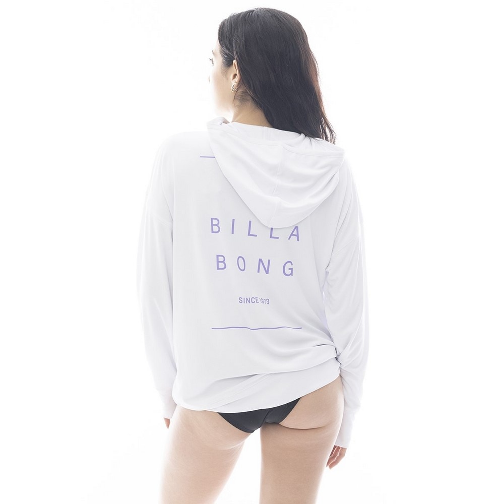 ビラボン（BILLABONG）（レディース）ラッシュガード 長袖 ZIP UP フーディー ロゴ LOOSE BF013852 WHT