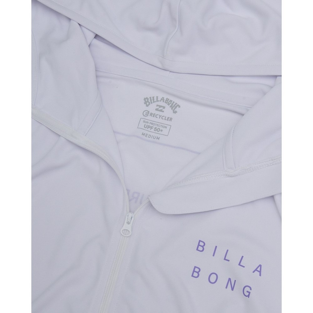 ビラボン（BILLABONG）（レディース）ラッシュガード 長袖 ZIP UP フーディー ロゴ LOOSE BF013852 WHT