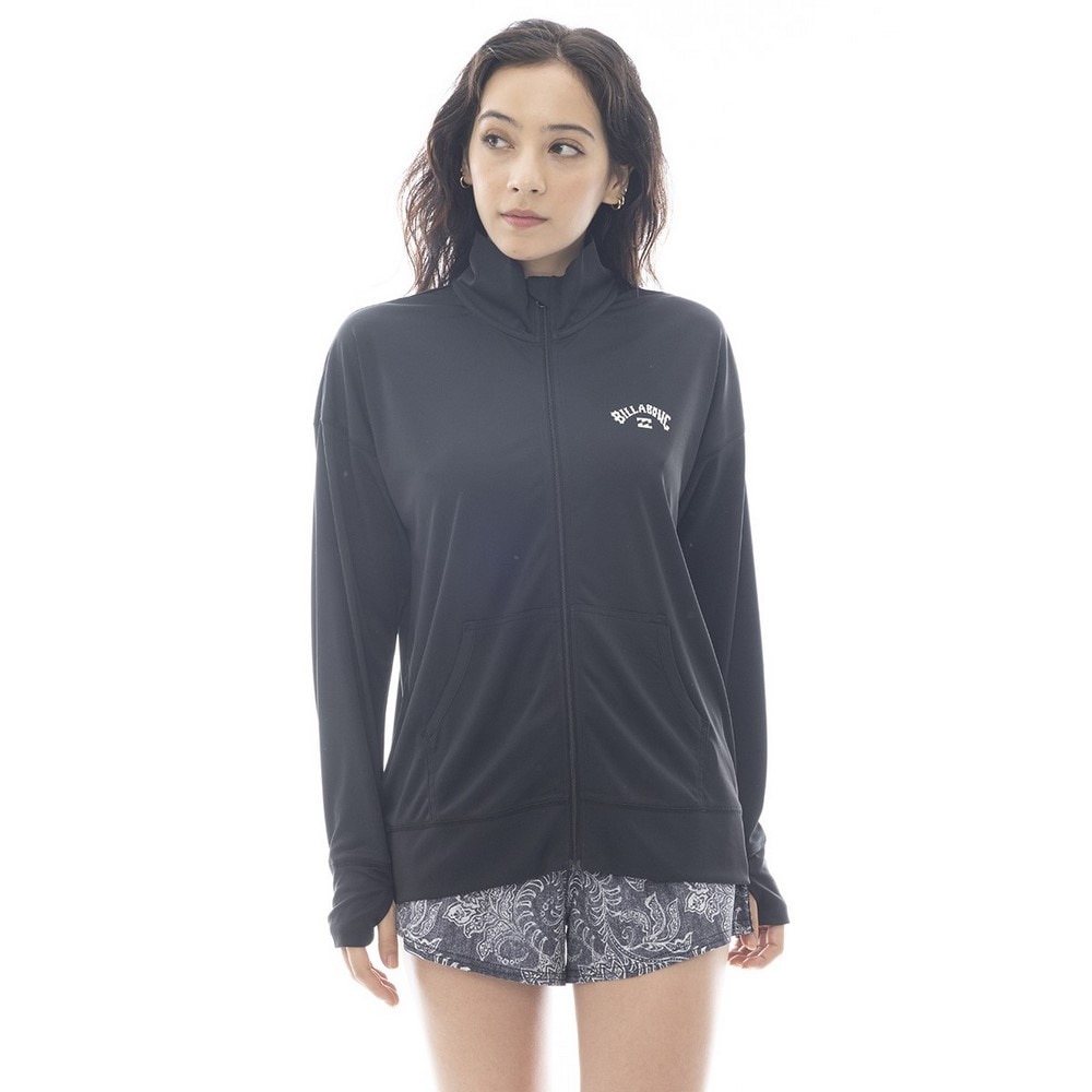 ビラボン（BILLABONG）（レディース）ラッシュガード 長袖 ZIP UP STAND LOOSE BF013853 BLK