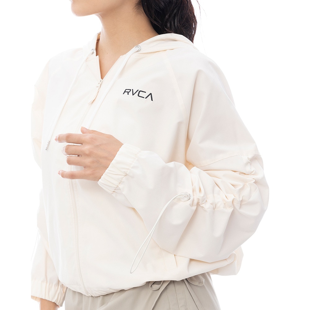 ルーカ（RVCA）（レディース）ラッシュガード 長袖 UTILITY LIGHT JACKET フード付きジップアップジャケット BF043852 WHT