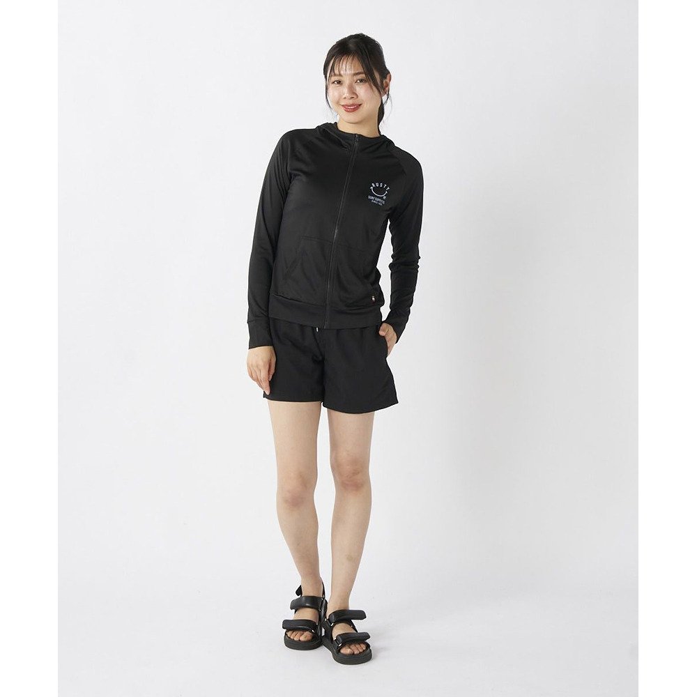 ラスティ（RUSTY）（レディース）ラッシュガード 長袖 スムース ニコちゃん UVラッシュガード 925460BK