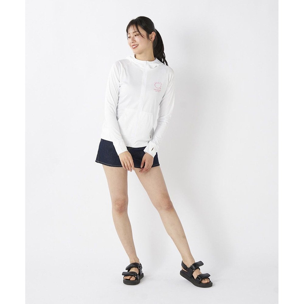ラスティ（RUSTY）（レディース）ラッシュガード 長袖 スムース ニコちゃん UVラッシュガード 925460WT