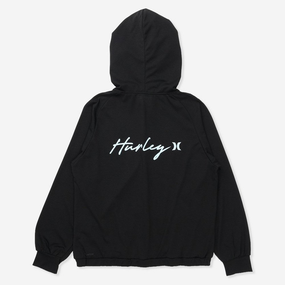 ハーレー（HURLEY）（レディース）ラッシュガード PHANTOM クルーシブ ロゴ フルジップ フーディー 長袖 WSRG261008-BLK