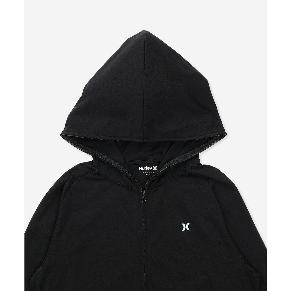 ハーレー（HURLEY）（レディース）ラッシュガード PHANTOM クルーシブ ロゴ フルジップ フーディー 長袖 WSRG261008-BLK