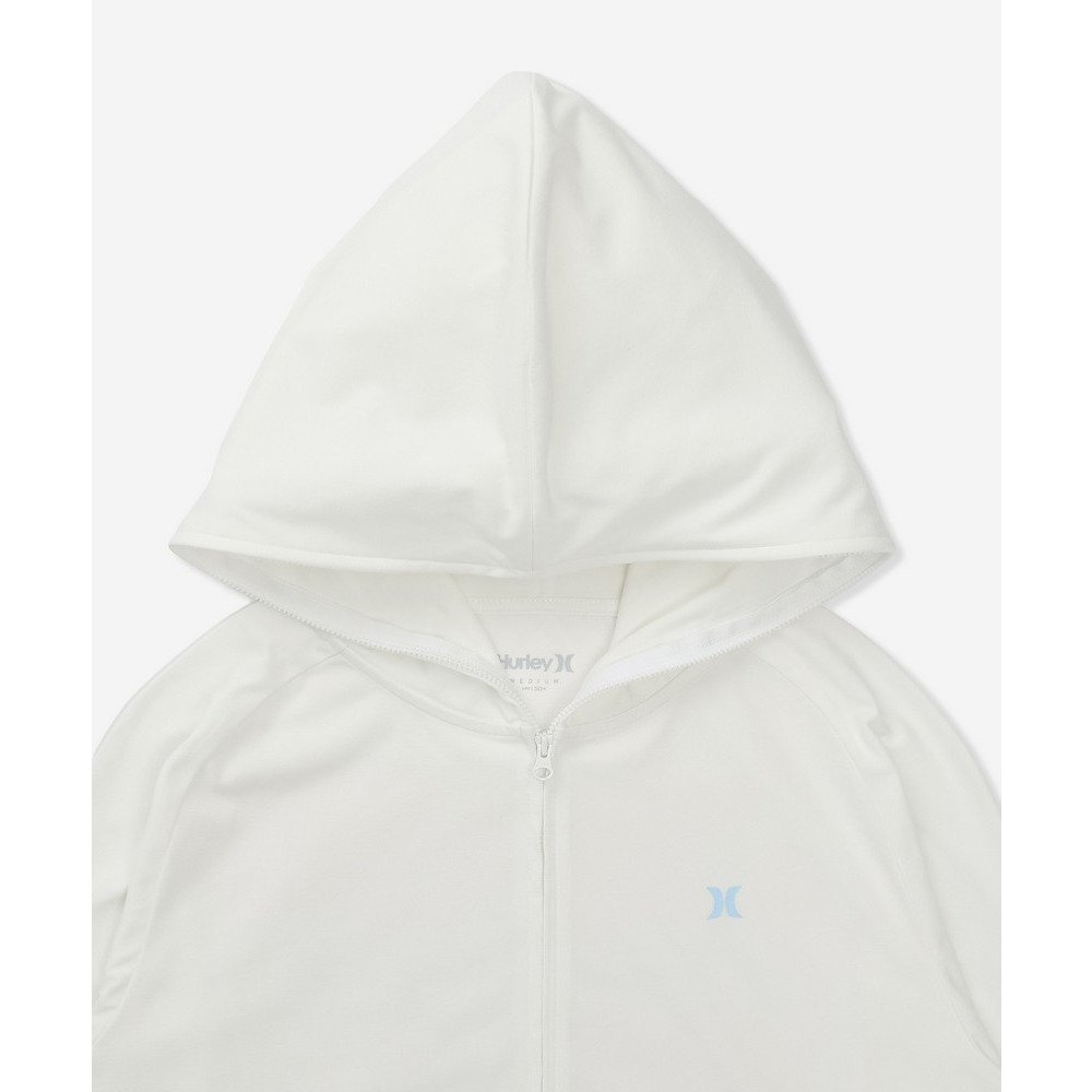 ハーレー（HURLEY）（レディース）ラッシュガード PHANTOM クルーシブ ロゴ フルジップ フーディー 長袖 WSRG261008-WHT