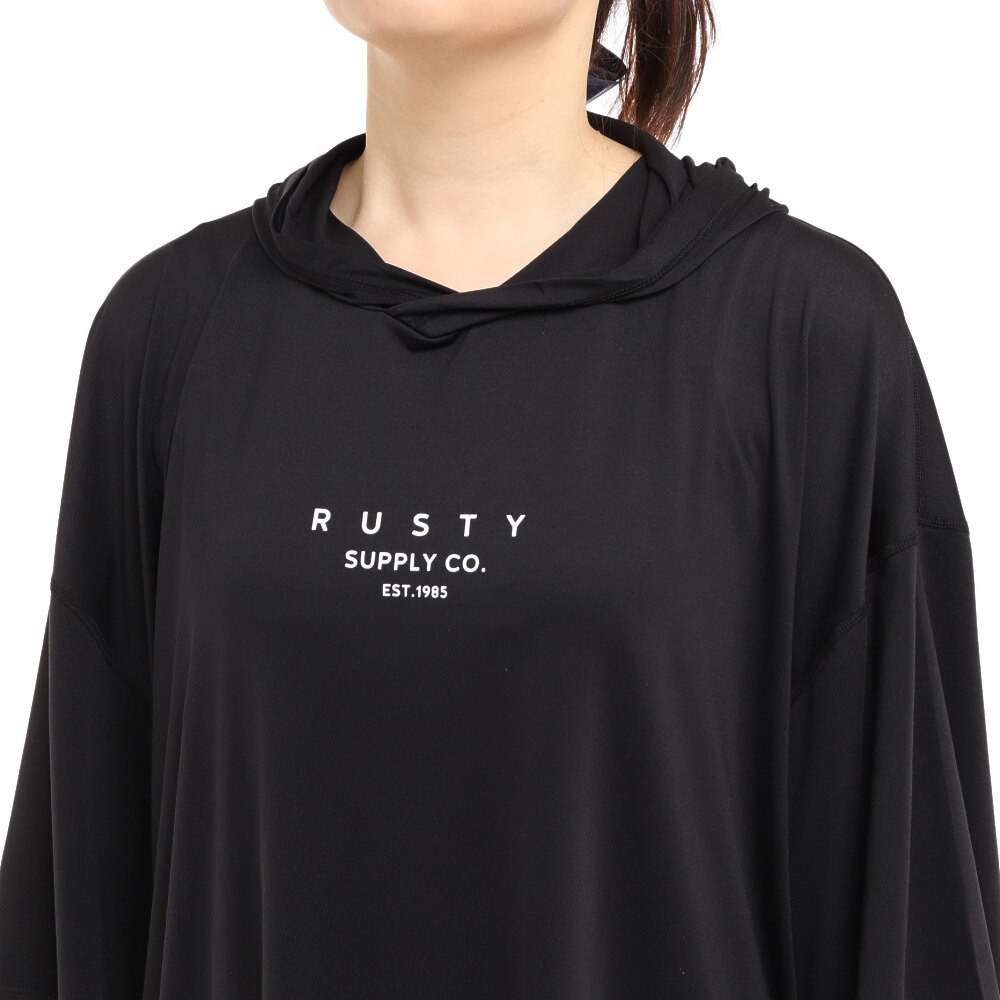 ラスティ（RUSTY）（レディース）ラッシュガード UVワイド半袖パーカー 922464BLK