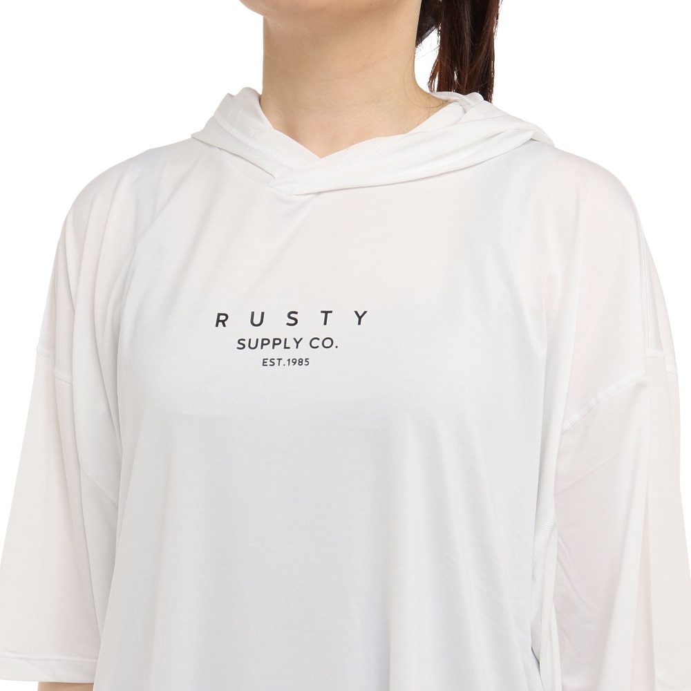 ラスティ（RUSTY）（レディース）ラッシュガード UVワイド半袖パーカー 922464WHT