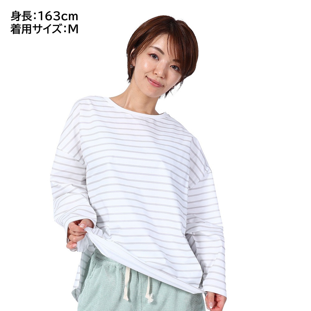 オーシャンパシフィック（Ocean Pacific）（レディース）ラッシュガード 長袖 ボーダーシャツ UVカット 紫外線対策 UV TEE 523443BEG ベージュ