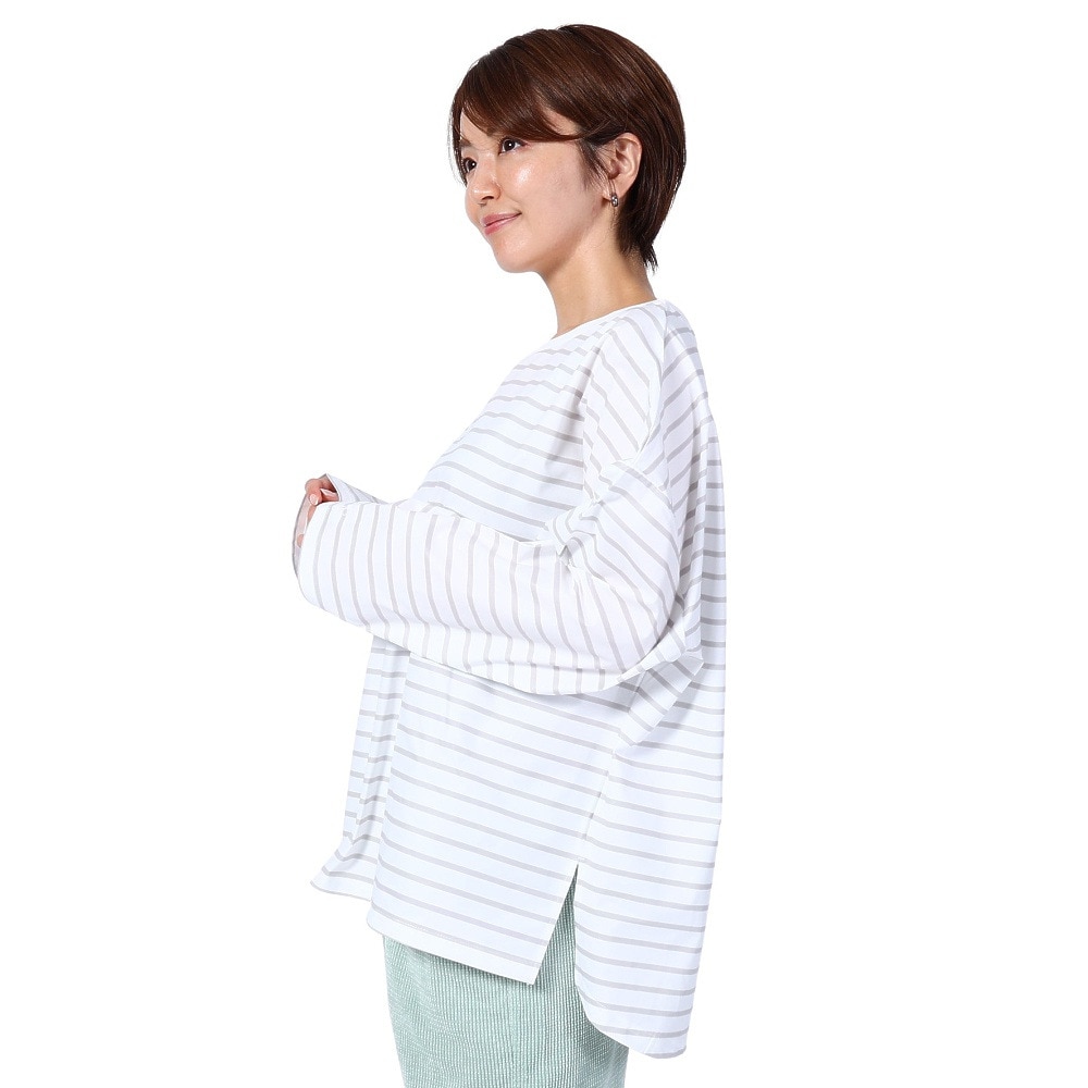 オーシャンパシフィック（Ocean Pacific）（レディース）ラッシュガード 長袖 ボーダーシャツ UVカット 紫外線対策 UV TEE 523443BEG ベージュ