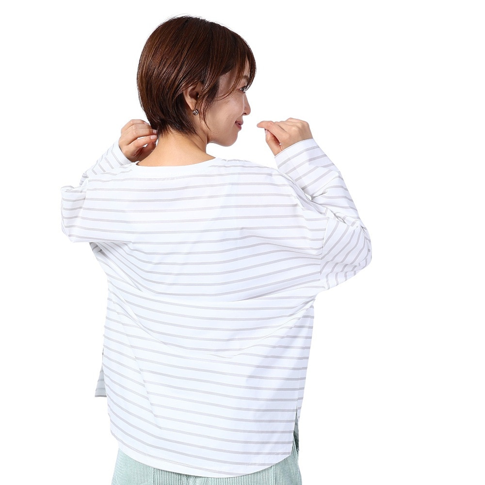 オーシャンパシフィック（Ocean Pacific）（レディース）ラッシュガード 長袖 ボーダーシャツ UVカット 紫外線対策 UV TEE 523443BEG ベージュ