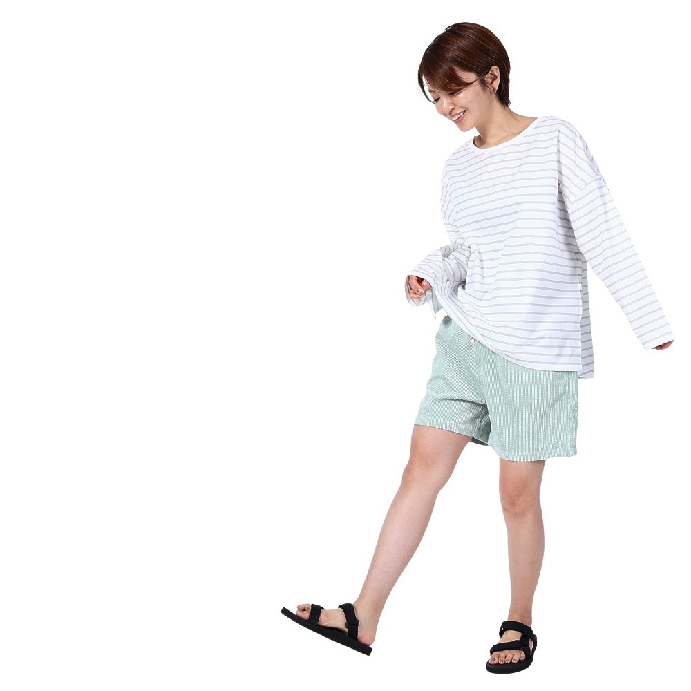 オーシャンパシフィック（Ocean Pacific）（レディース）ラッシュガード 長袖 ボーダーシャツ UVカット 紫外線対策 UV TEE 523443BEG ベージュ
