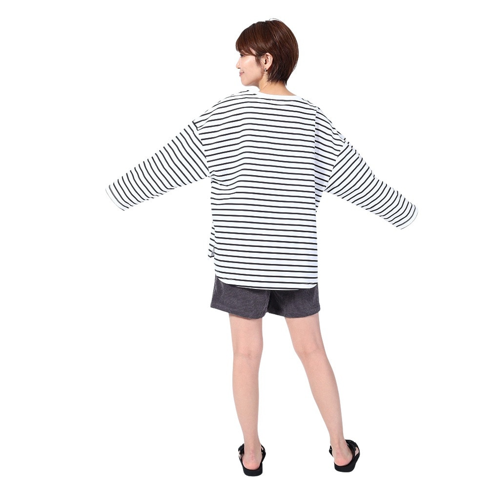 オーシャンパシフィック（Ocean Pacific）（レディース）ラッシュガード 長袖 ボーダーシャツ UVカット 紫外線対策 UV TEE 523443BLK ブラック