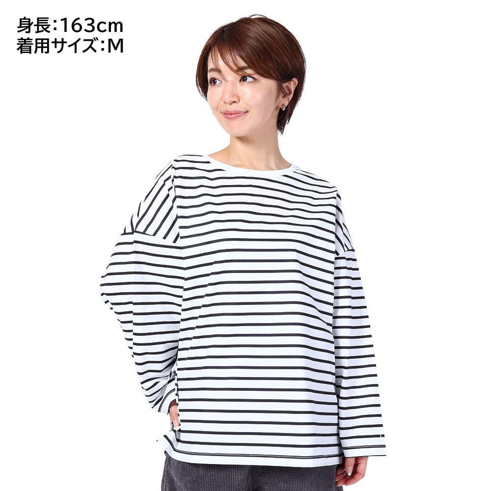 オーシャンパシフィック（Ocean Pacific）（レディース）ラッシュガード 長袖 ボーダーシャツ UVカット 紫外線対策 UV TEE  523443BLK ブラック マリン、ウィンタースポーツ用品はヴィクトリア
