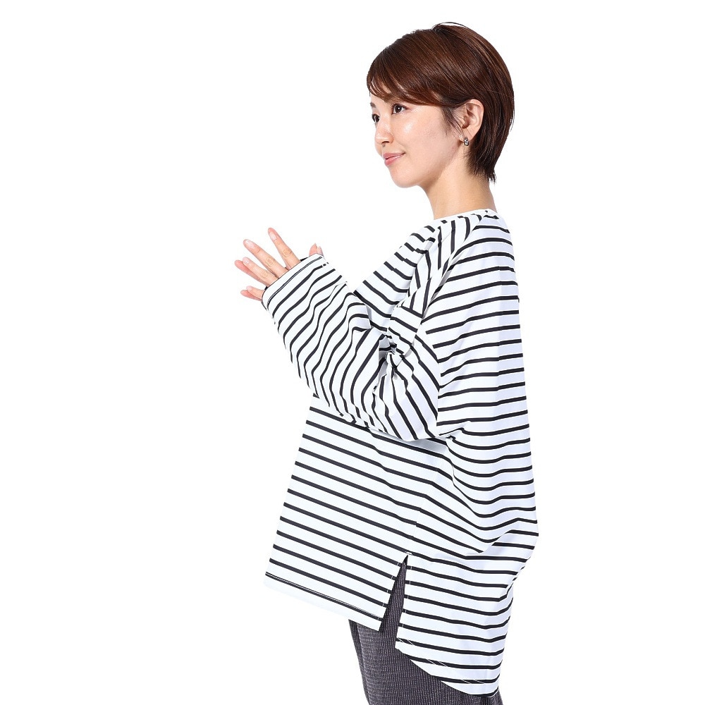 オーシャンパシフィック（Ocean Pacific）（レディース）ラッシュガード 長袖 ボーダーシャツ UVカット 紫外線対策 UV TEE 523443BLK ブラック