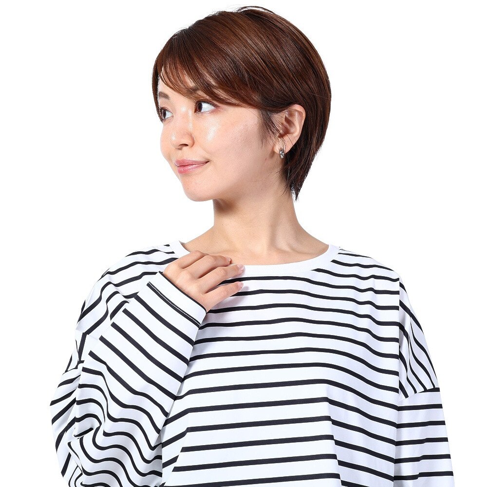 オーシャンパシフィック（Ocean Pacific）（レディース）ラッシュガード 長袖 ボーダーシャツ UVカット 紫外線対策 UV TEE 523443BLK ブラック