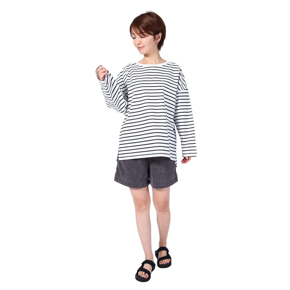 オーシャンパシフィック（Ocean Pacific）（レディース）ラッシュガード 長袖 ボーダーシャツ UVカット 紫外線対策 UV TEE 523443BLK ブラック
