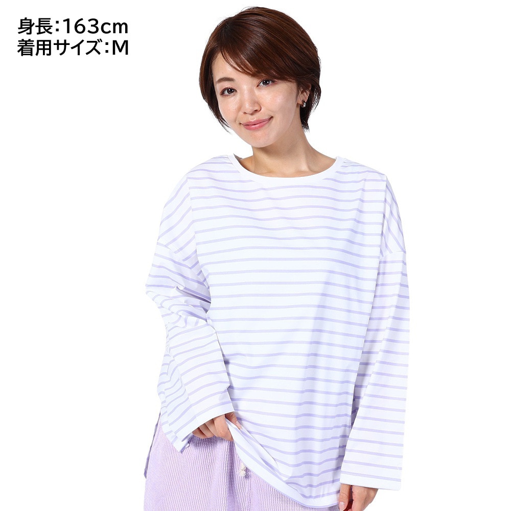 オーシャンパシフィック（Ocean Pacific）（レディース）ラッシュガード 長袖 ボーダーシャツ UVカット 紫外線対策 UV TEE 523443LAV ラベンダー