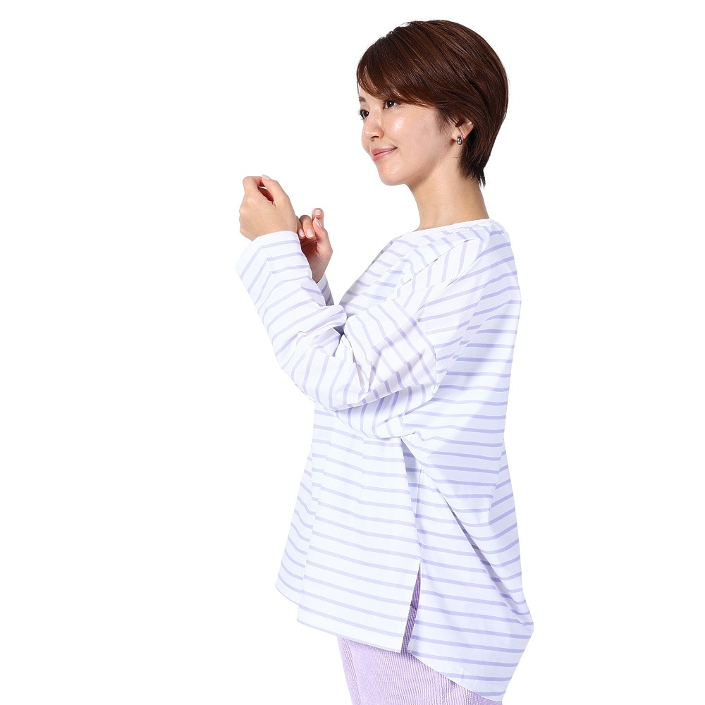 オーシャンパシフィック（Ocean Pacific）（レディース）ラッシュガード 長袖 ボーダーシャツ UVカット 紫外線対策 UV TEE 523443LAV ラベンダー