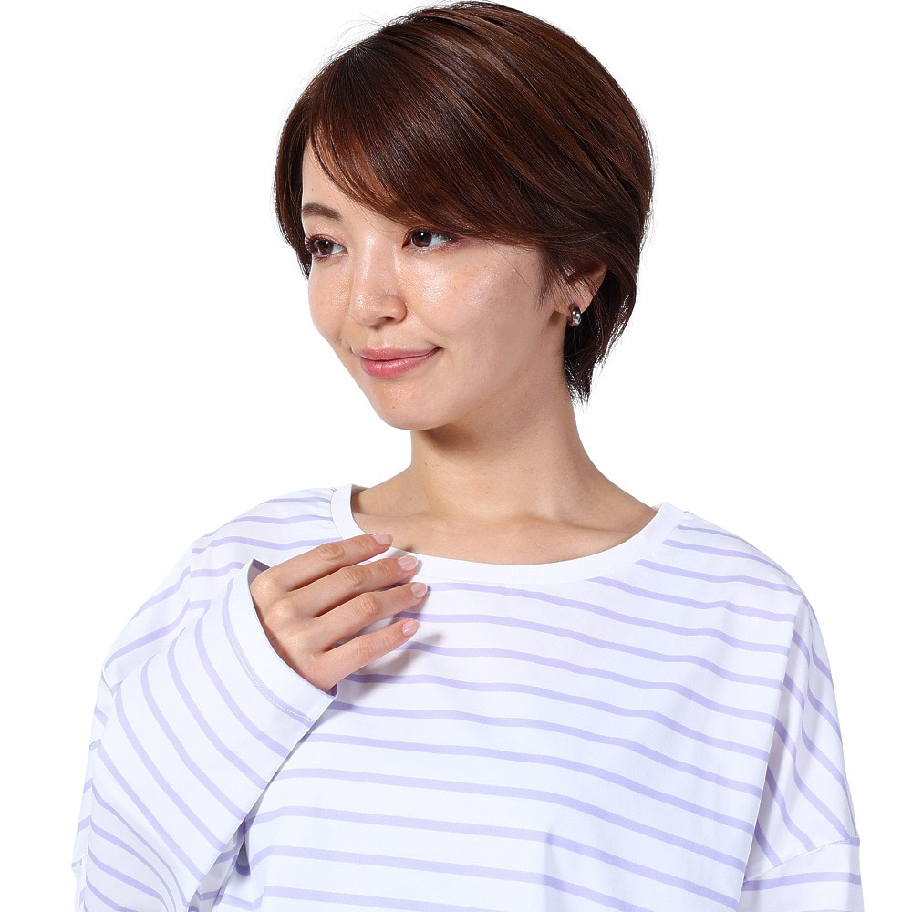オーシャンパシフィック（Ocean Pacific）（レディース）ラッシュガード 長袖 ボーダーシャツ UVカット 紫外線対策 UV TEE 523443LAV ラベンダー
