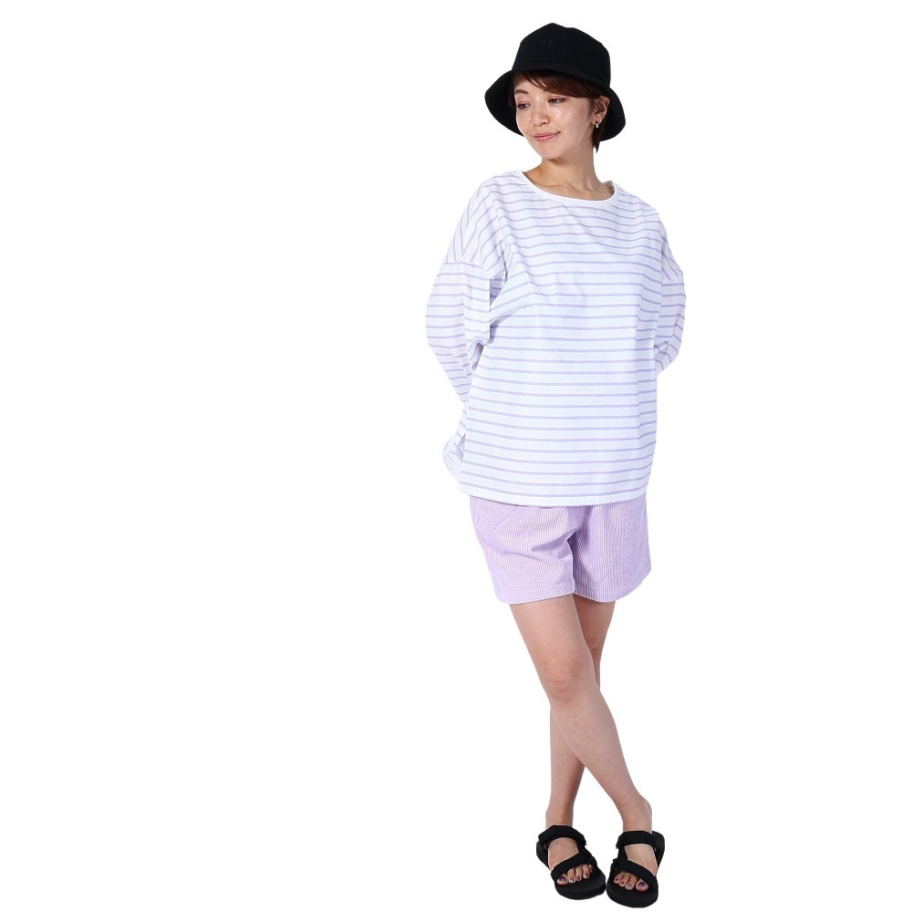 オーシャンパシフィック（Ocean Pacific）（レディース）ラッシュガード 長袖 ボーダーシャツ UVカット 紫外線対策 UV TEE 523443LAV ラベンダー