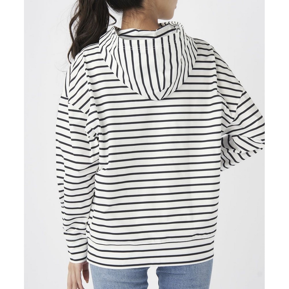 オーシャンパシフィック（Ocean Pacific）（レディース）ララッシュガード 長袖 パーカー PEARTEXラッシュパーカー 523460BOR ホワイト×ブラック ボーダー