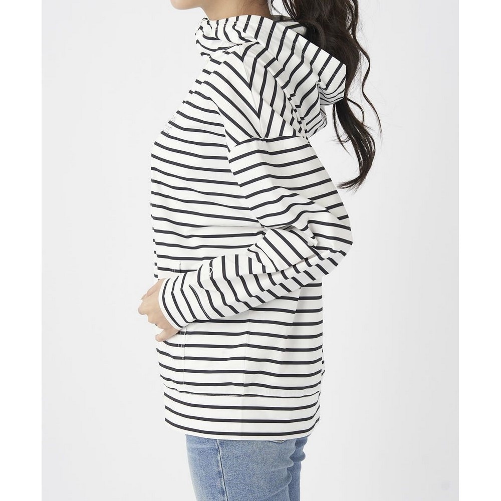 オーシャンパシフィック（Ocean Pacific）（レディース）ララッシュガード 長袖 パーカー PEARTEXラッシュパーカー 523460BOR ホワイト×ブラック ボーダー