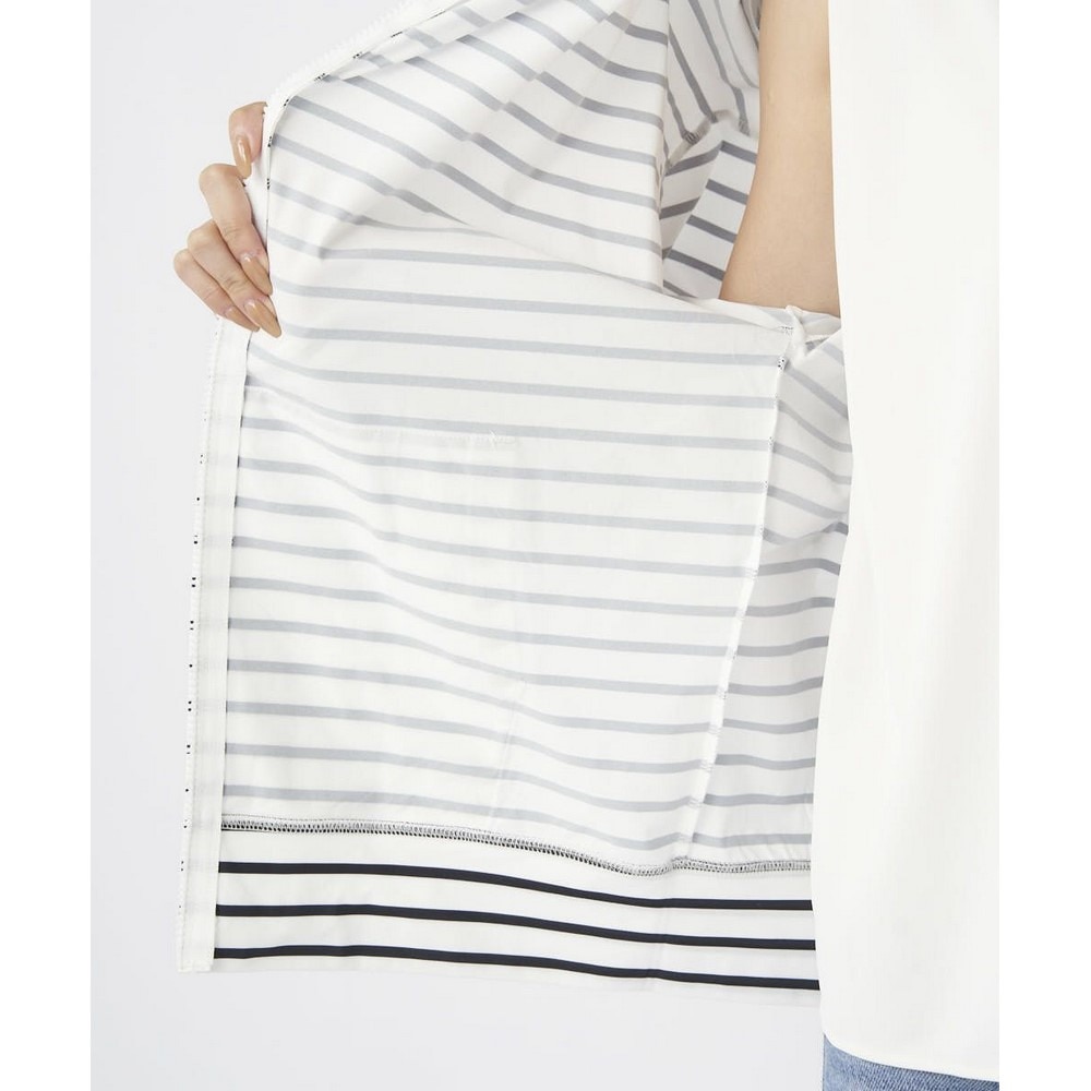 オーシャンパシフィック（Ocean Pacific）（レディース）ララッシュガード 長袖 パーカー PEARTEXラッシュパーカー 523460BOR ホワイト×ブラック ボーダー